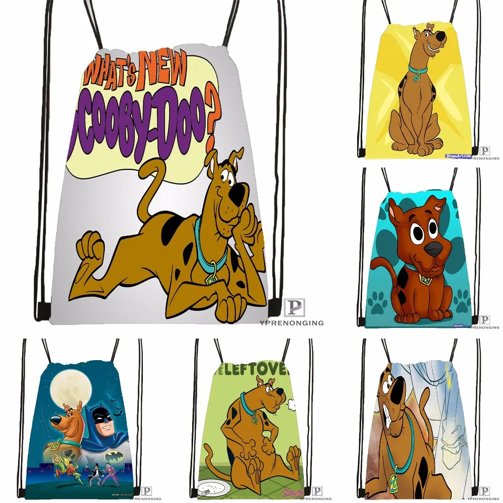 Сделанные на заказ классические Scooby Doo походная сумка на шнурке милый рюкзак для детей (черная спинка) 31x40 см #180531-02-27