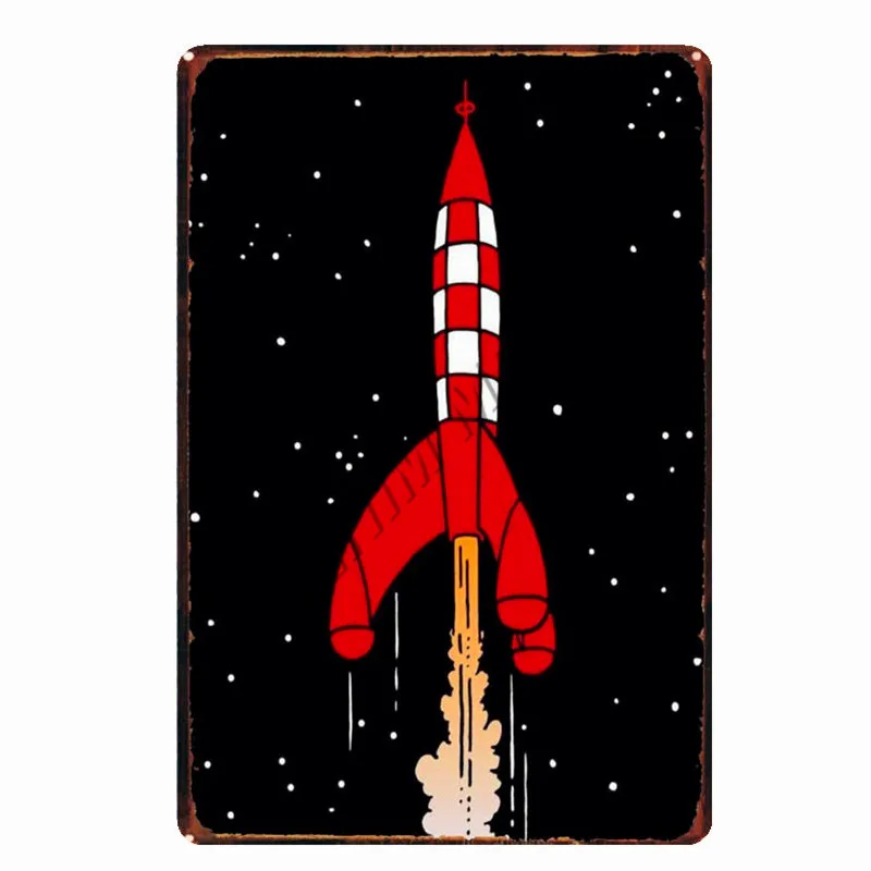 Tintin Catoon Movie Tin Sign Metal Plate Vintage Wall Art Poster Iron Painting Bar Coffee Kids Room Wall Craft Home Decor WY66