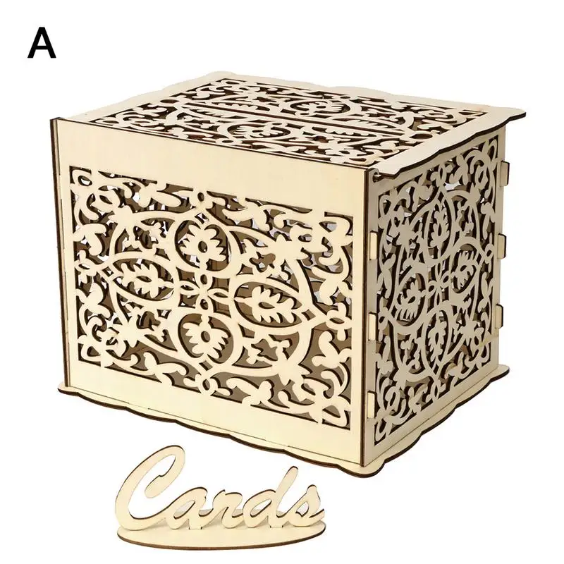 Деревянные Свадебные принадлежности DIY коробка для визиток с замком креативный Повседневный чехол для визиток чехол для кредитных карт - Цвет: a