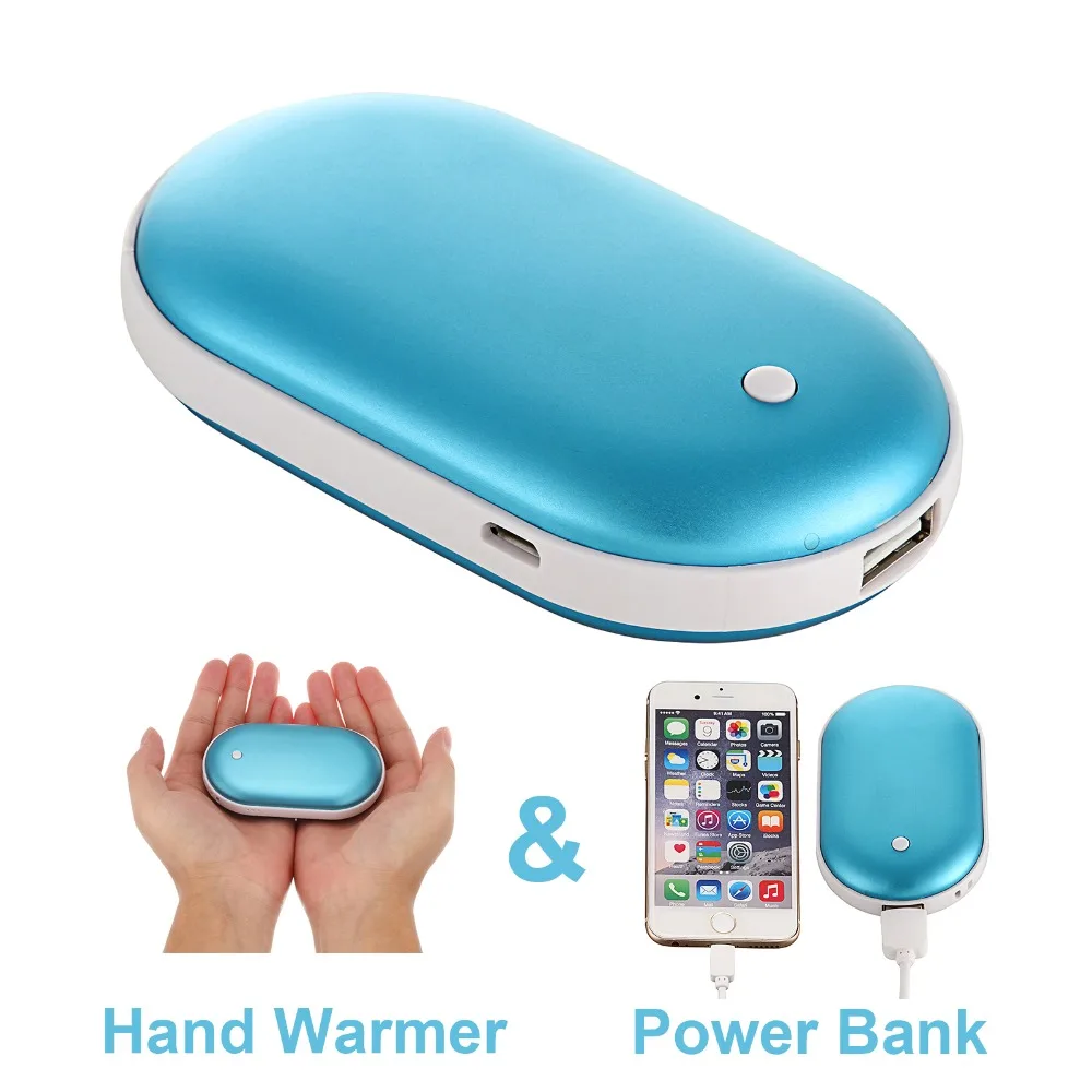 

2 In 1 Mini USB Rechargeable Hand Warmer 5200mAH Power Bank Portable Travel Handy Long-Life Pocket Hand Warmer - 5 Colors