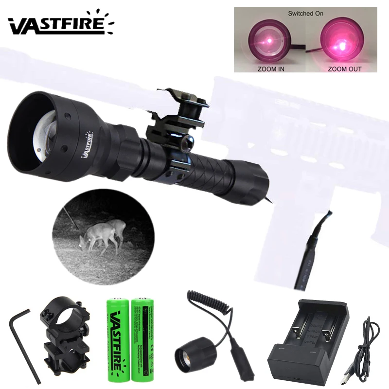  New upgrade IR Weapon light 400 yards Zoomable Adjustable Infrared Light Hunting Torch Black 850nm 