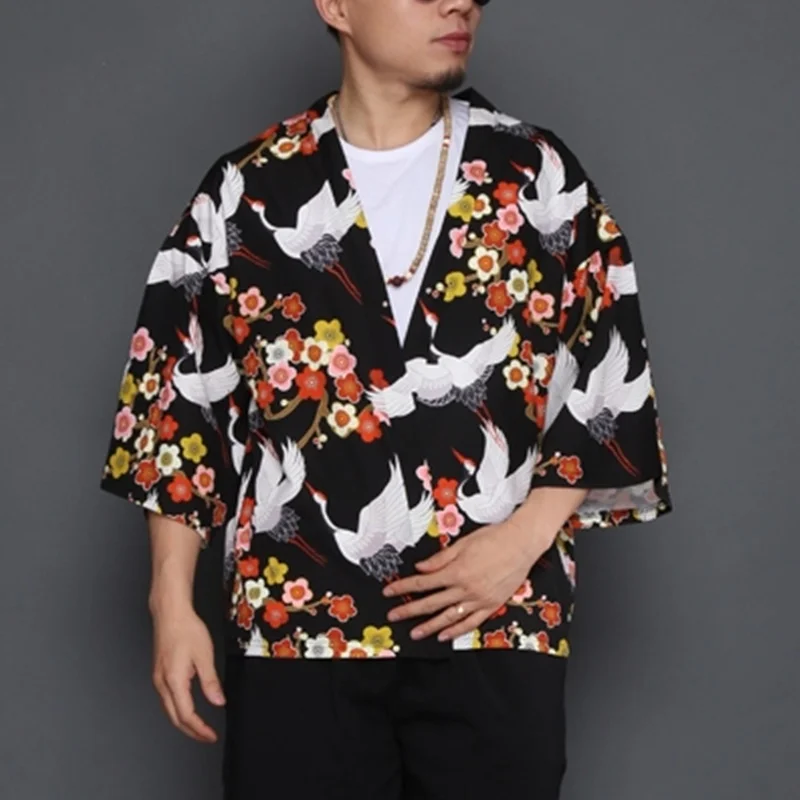 Haori yukata мужской японский кардиган кимоно костюм самурая рубашка куртка haori