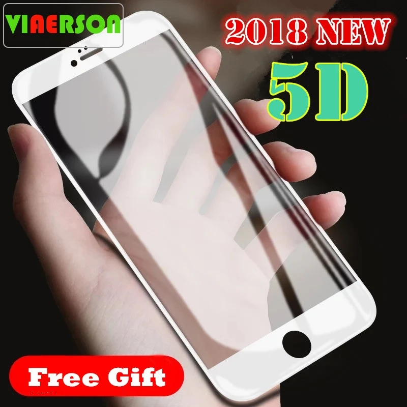 2018 New 5D Full Cover Tempered Glass For iPhone X 6 6S 7 Plus Screen Protector Protective Film 8 | Мобильные телефоны и