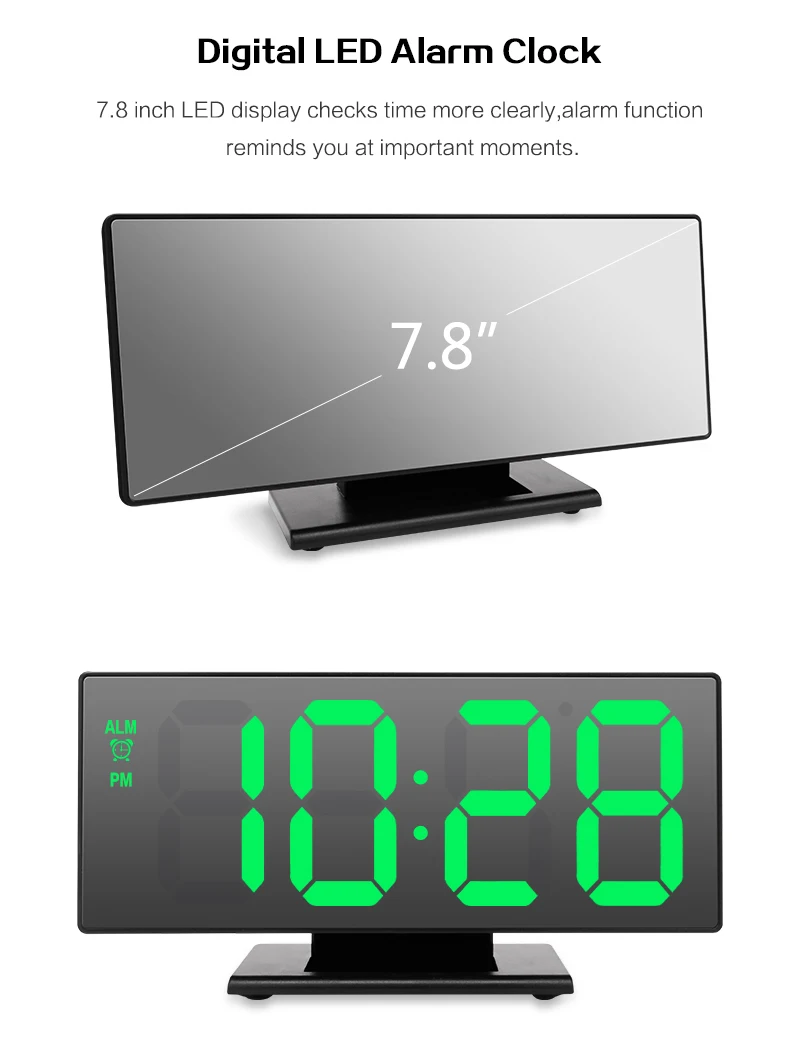 Светодиодный Настольный Будильник Despertador светодиодный зеркальный цифровой будильник электронные часы настольные многофункциональные повтора ночного сигнала