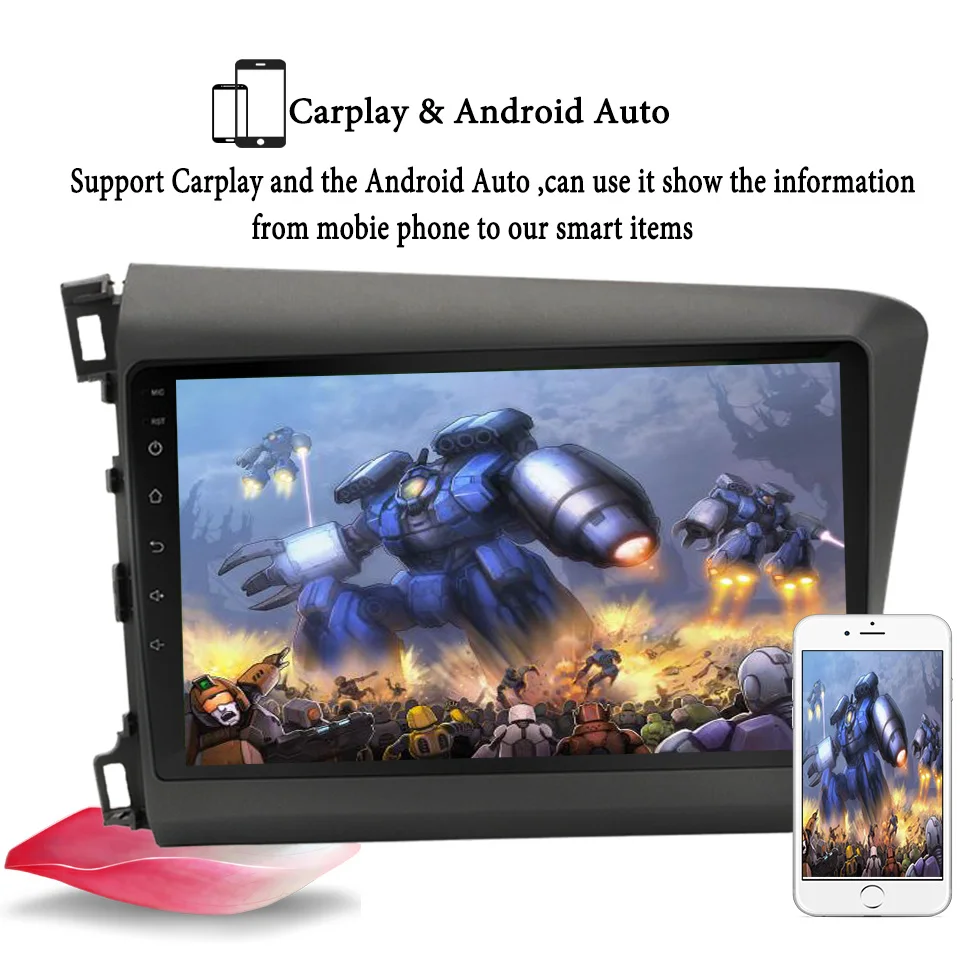 Excellent 2Din Android 9.1 RAM 4GB DSP 10.1" Car Radio Stereo For Honda Civic 2012 2013 2014 2015 GPS Touch screen Multimedia Player 6