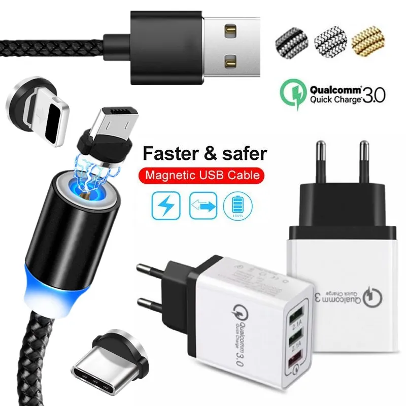 Магнитный кабель для samsung Xiaomi huawei Y9 Y6 Y7 pro Y5 Prime 2019 Honor 10 20 P Smart Z plus Quick Charge 3 0 USB