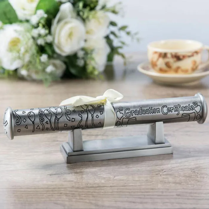 

High Quality Gift Metal Certificate Box for Birth / Wedding / Graduation / Baptism Cerificate Trinket Case Decoration