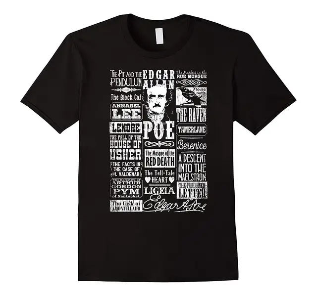 edgar allan poe shirt poems quotes raven literature top quality