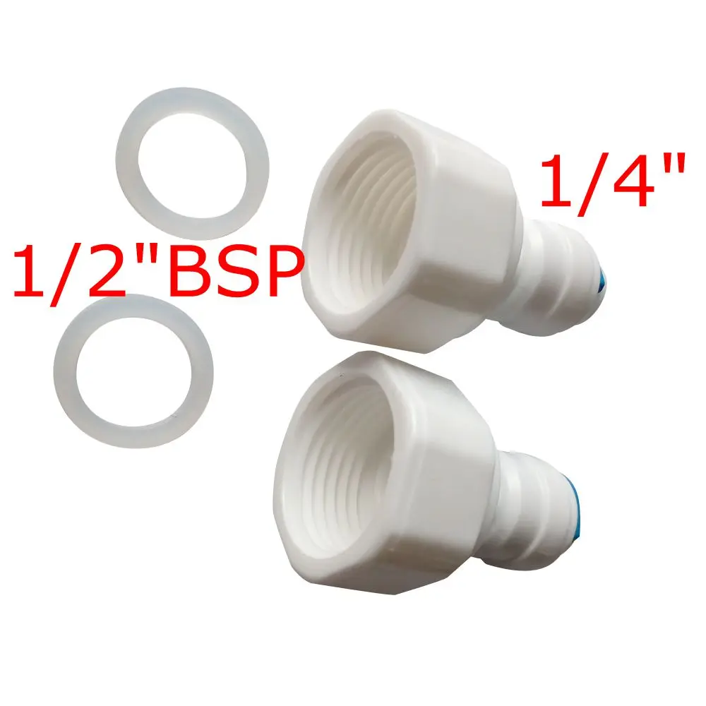 

2pcs 1/4" OD Tube 1/2" BSP female Quick Connector RO Water Purifier Reverse Osmosis Aquarium System Connector Fitting ROFC-4-2