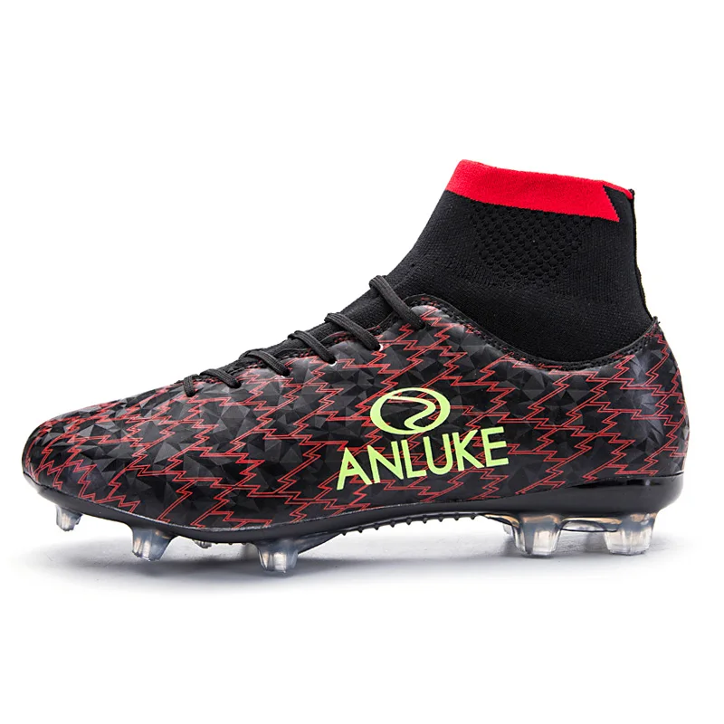 Ibuller/Мужская Уличная обувь для футбола; высокие футбольные бутсы с шипами; бутсы с носками и шипами; Chuteira Futebol; размеры 39-44 - Цвет: Black