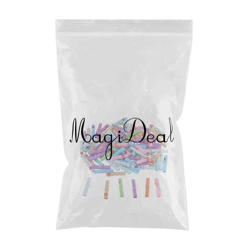 100x Message Wish Paper Scrolls for Wish Bottle Charms Party Favor DIY Craft Colorful Heart Printed Wishing Paper Scroll