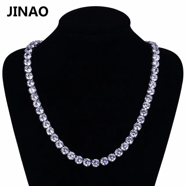 JINAO Hip Hop Male 10mm Tennis Chain Necklace Jewelry Necklace Copper Gold/Silver-Color Plated Micro Pave CZ Stone  20" 24" 30" - Image 3