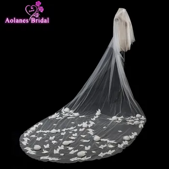 

AOLANES 2018 New2.5 Meter Ivory Flowers Wedding Veils Long Cut Edge Bridal Veil Wedding Accessories Bride Mantilla Wedding Veil