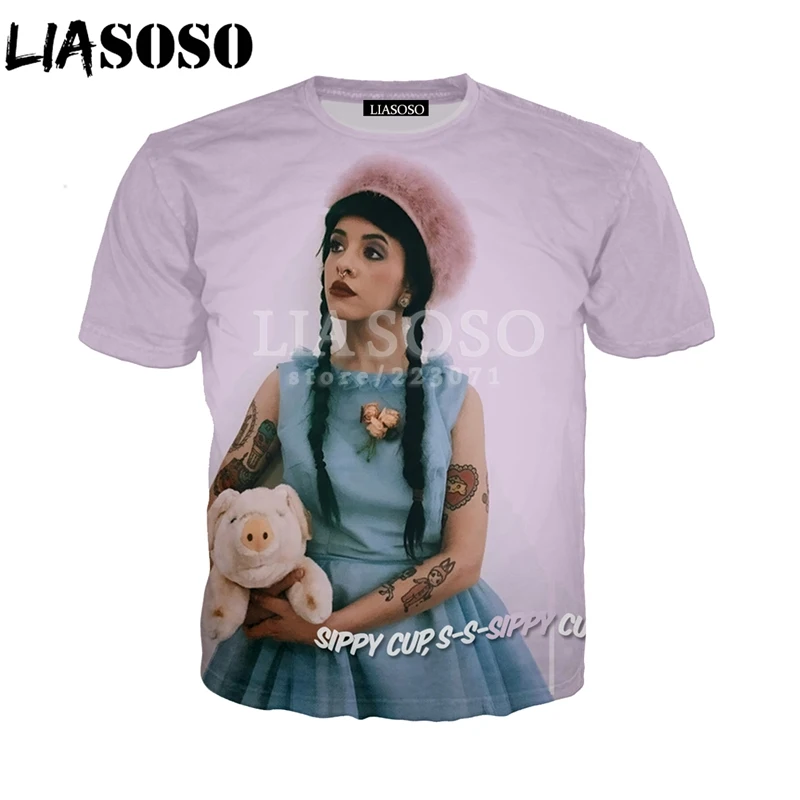 

LIASOSO New Fashion Men Women Sweatshirt 3D Print Singer Melanie Martinez T-Shirt Casual Unisex Short Sleeve Pullover A081-01