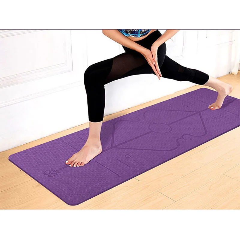 6 мм TPE коврик для йоги с позиционной линией нескользящий коврик высокой плотности для начинающих экологический фитнес гимнастический коврик 183 см X 61 см