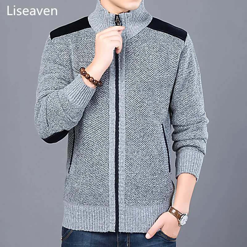 

Liseaven Autumn Winter Men's Cardigans Sweaters Mandarin Collar Men Casual Clothing Male Coat Sweater Warm Knitwear
