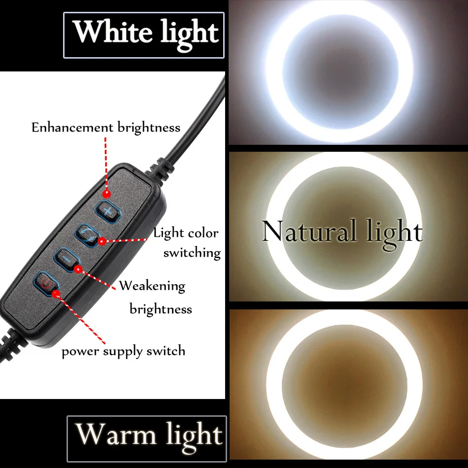  10 Inch 26cm LED Ring Light Dimmable 3200K-5500K With Tripod For Studio/Photography/Photo/Makeup/Li - 33007334074
