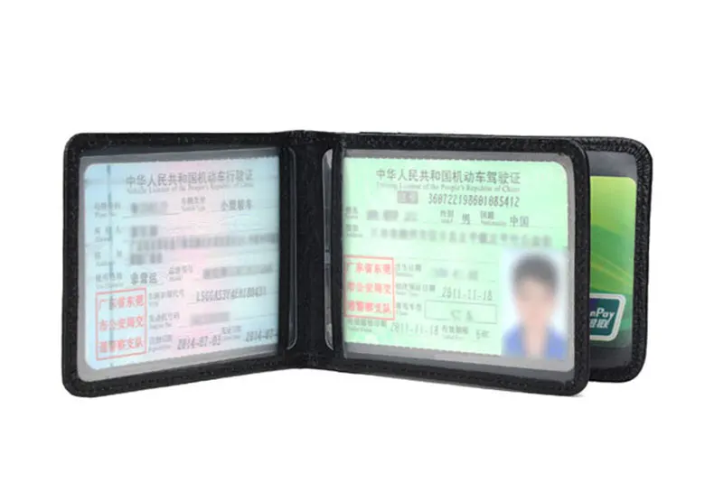 Натуральная кожа держатель для карт для мужчин водительские права Сумка Высокое качество чехол для карт для женщин Id держатель для карт 3 складки с 4 окошками A229