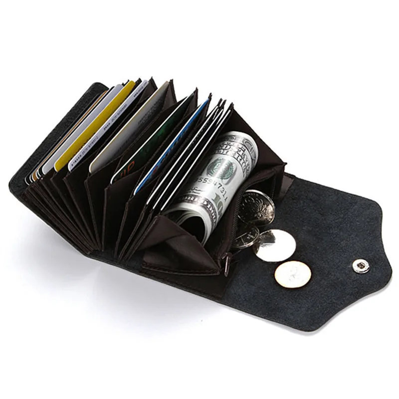 

Hot Antitheft Men Women Genuine Leather Wallet Credit Card Protector Large Capacity RFID Wallet Holder Case Business Card Holder