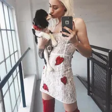Новое поступление летнее женское платье Белое кружево с красная сердечная форма повязка с блестками платье вечернее платье+ костюм