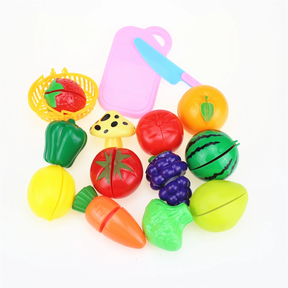 15 шт./компл. пластиковые фрукты овощи режущие игрушки раннего развития и образования игрушки для малышей Детские игрушки для кухни пластиковые пищевые игрушки