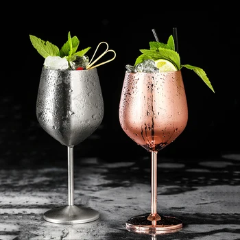 

Stainless Steel Red Wine Glass Silver Rose Gold Goblets Juice Drink Champagne Goblet Party Barware Kitchen Tools