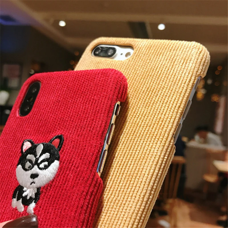 Зимний теплый тканевый чехол для телефона iPhone 6 6S 7 8 Plus с милой Свинкой уткой Хаски