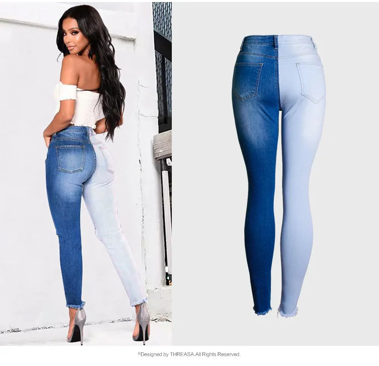Летние Выбеленные женские рваные джинсы для женщин, растягивающиеся джинсы с высокой талией, женские обтягивающие джинсы, женские джинсы для мам