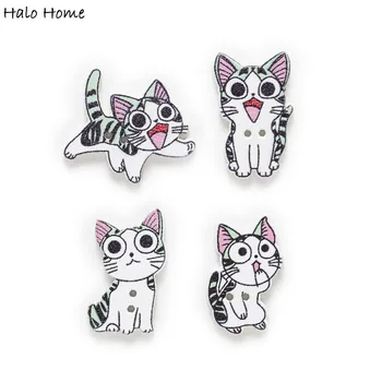 

50pcs Expression Cat Series 2 Hole Wood Buttons Sewing Scrapbooking Home Decor Crafts Handwork Gift Style Optional