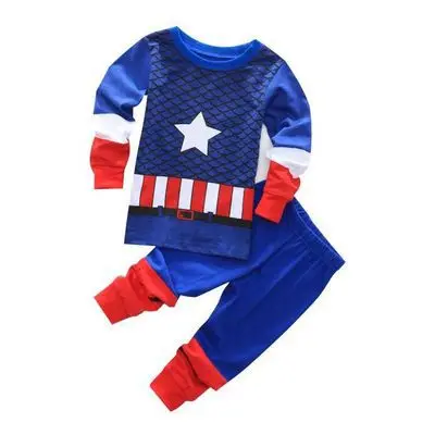 Новые пижамы для мальчиков и девочек Детские костюмы «Человек-паук», «мстители», «супергерой», костюмы для рождественской вечеринки на Хэллоуин, Топы+ штаны - Цвет: 125