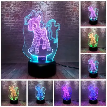 

Lovely 3D Illusion Nightlight LED 7 Colors Changing Mixed Light Flash Unicorn Anime Figure Light-up Toys