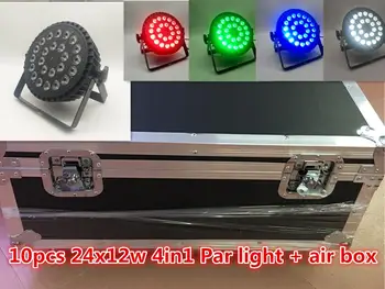

Flight Case+ 10pcs / 24x12w RGBW 4 in 1 LED par light 24W DMX512 stage light color panel light KTV ballroom bar private party