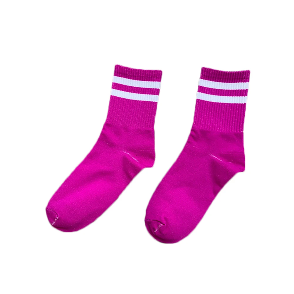 Забавные милые носки для девочек; повседневные Полосатые Носки ярких цветов; уличные женские носки; Цвет зеленый, оранжевый, синий; повседневные носки для девочек - Цвет: Purple