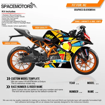 

MotoSpace Customized Team Graphics Backgrounds Decals 3M Custom Stickers For KTM RC390 2014 2015 2016 2017 2018 2019 144