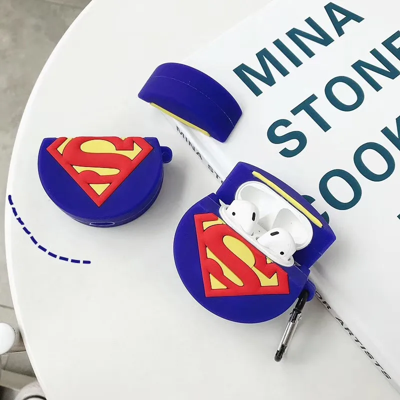 Для AirPods 2 Чехол милый 3D мультяшный Капитан Америка Супермен чехол для наушников
