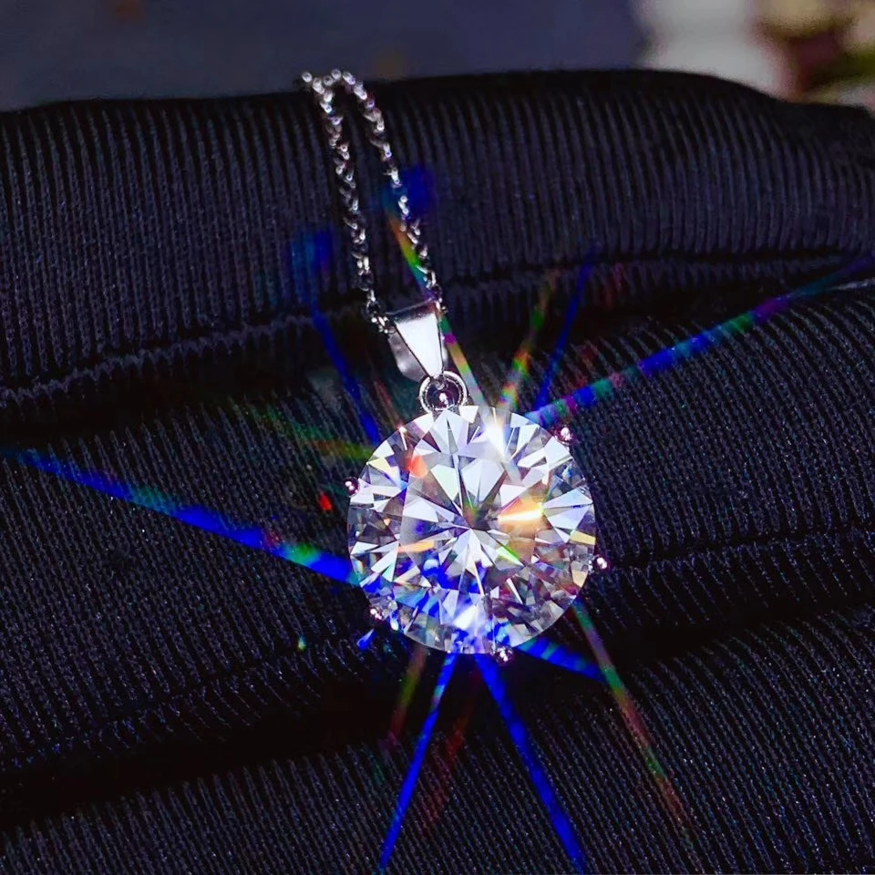 Большой размер сверкающий муассанит драгоценный камень кольцо серьги и ожерелье комплект ювелирных изделий с серебром