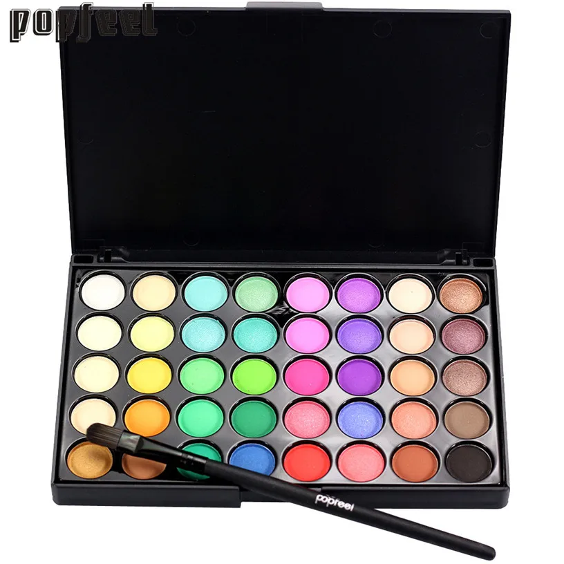 Image Best Deal New Fashion Multi color Cosmetic Matte Eyeshadow Cream Makeup Eye Shadow Palette Shimmer Set 40 Color+ Brush Set