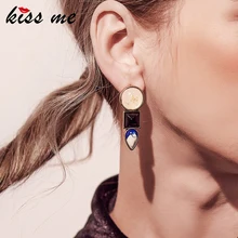 KISS ME, трендовые стильные серьги-гвоздики, высокое качество, цинковый сплав, золотой цвет, асимметричные женские серьги, модное ювелирное изделие
