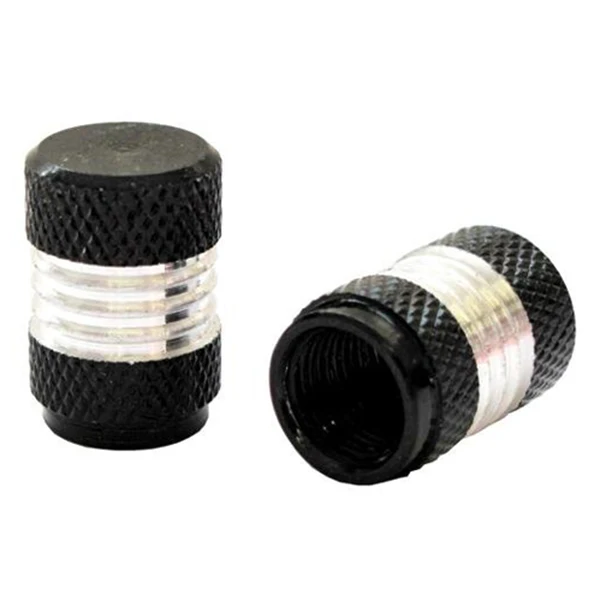 5 x Crossed Car/Bike Dust/ Valve Caps Black & Silverin Tire Pressure