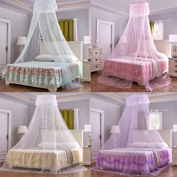 

Round Lace Curtain Dome Bed Canopy Netting Princess Mosquito Net For Girls