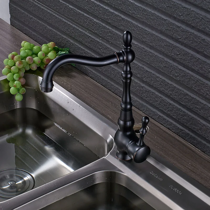 Oil Rubbed Bronze Kitchen Faucet 360 Swivel Bathroom Basin Sink Mixer Tap Single Handle Hole Hot and Cold Water Mixer Taps Oil Rubbed Bronze Kitchen Faucet 360 Swivel Bathroom Basin Sink Mixer Tap Single Handle Hole Hot and Cold Water Mixer Taps