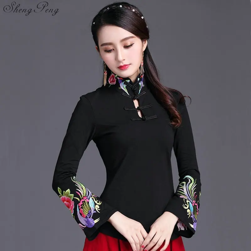 Lady Retro Chinese Style Hanfu Tops Traditional Elegant Women Blouse Fashion Oriental Clothing Cotton Print Zen Tea Shirts G144