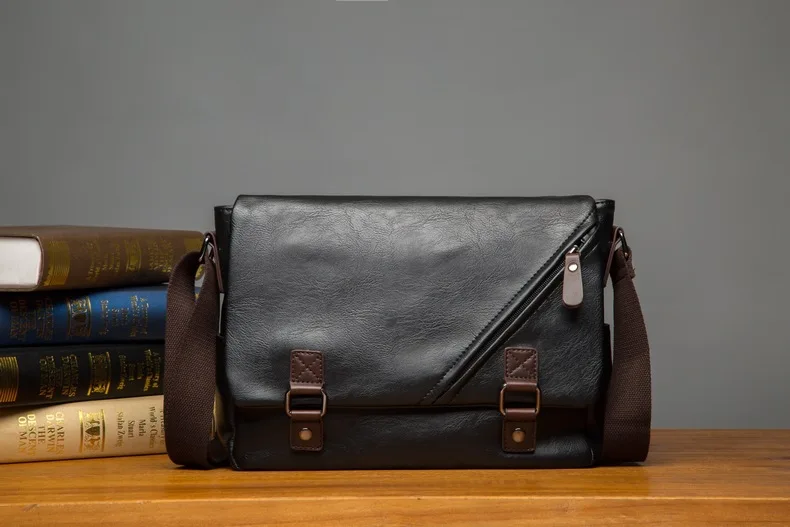 MJ Men's Bags Vintage PU Leather Male Messenger Bag High Quality Leather Crossbody Flap Bag Versatile Shoulder Handbag for Men (10)