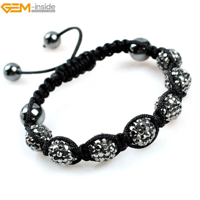 Geminside 10mm Shining Crystal Ball Beads 7+4 Balls Adjustable Length Bracelet Many Color