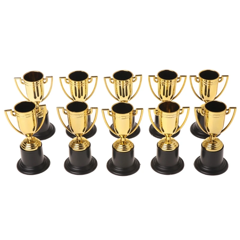 10pcs 안전한 환경 친화적 인 ABS 골든 컵 트로피 스포츠 수상작 교육 소품 보상 상금 장난감 게임