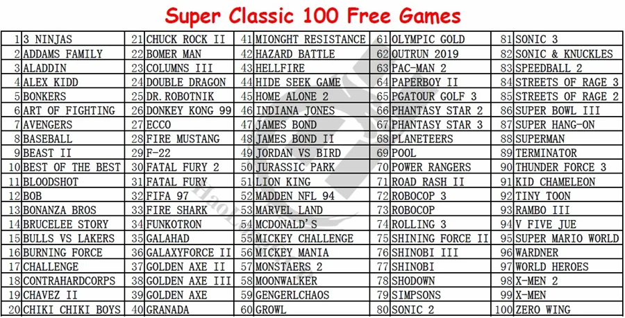 Sega 100 in 1