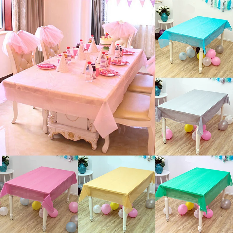 

Party 1PC Birthday Home Supplies Rectangle Desk Cloth Disposable Table Cover Tablecloth Plastic Solid Color Wedding 137*183cm