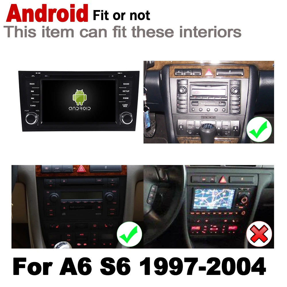 Perfect HD IPS DSP Stereo Android 9.0 up Car DVD GPS Navi Map For Audi A6 S6 4B 1997~2004 MMI 2 DIN multimedia player radio WiFi System 1