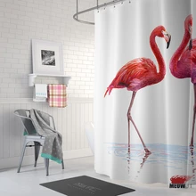 Спортивные розовые Фламинго занавески для душа с принтом Водонепроницаемый полиэстер ткань Ванная комната Декор занавеска с крючками