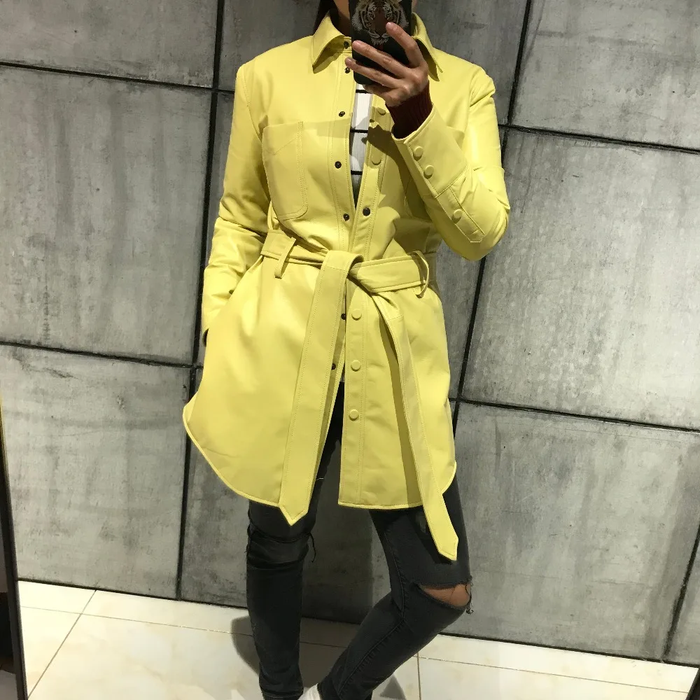 

real leather shirt ladies genuine leather shirt long